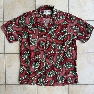 Vtg How Ah Ya New Orleans Jazz Fest Shirt Mens Medium Red Beans Rayon 90s NOLA